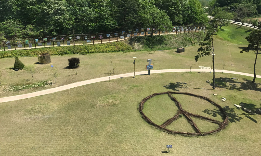 peace sign in grass